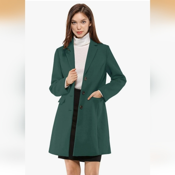 Allegra K Jackets & Blazers - Allegra K Womens Green Pea Coat